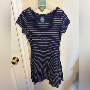 George Navy Short-Sleeve Striped Midi Dress